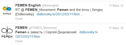 Un texte raciste de Didkovsky diffusé par les comptes Twitter FEMEN